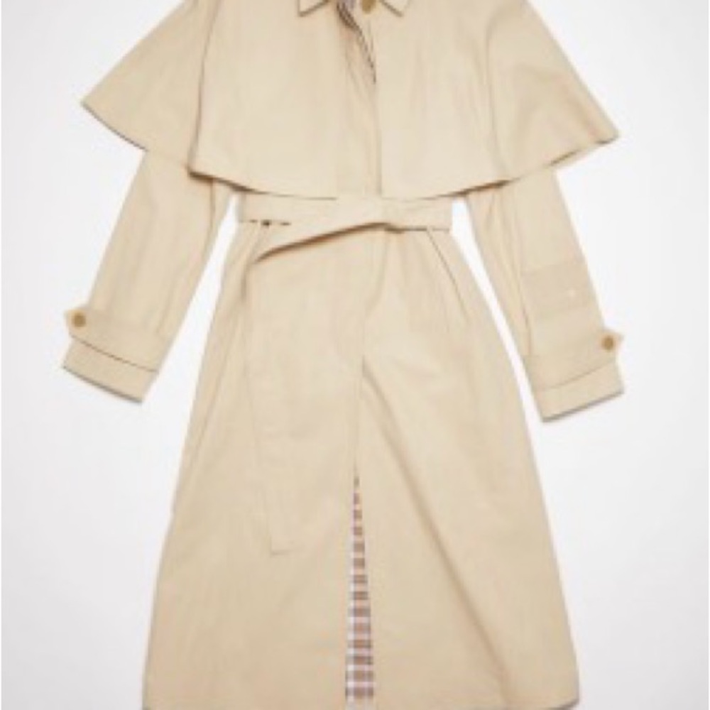 Acne Classic Tan Trench Coat with Cape